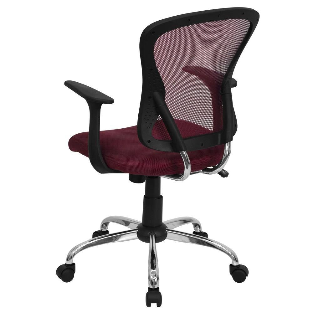Burgundy Mesh Mid-Back Swivel Task Chair with Chrome Base