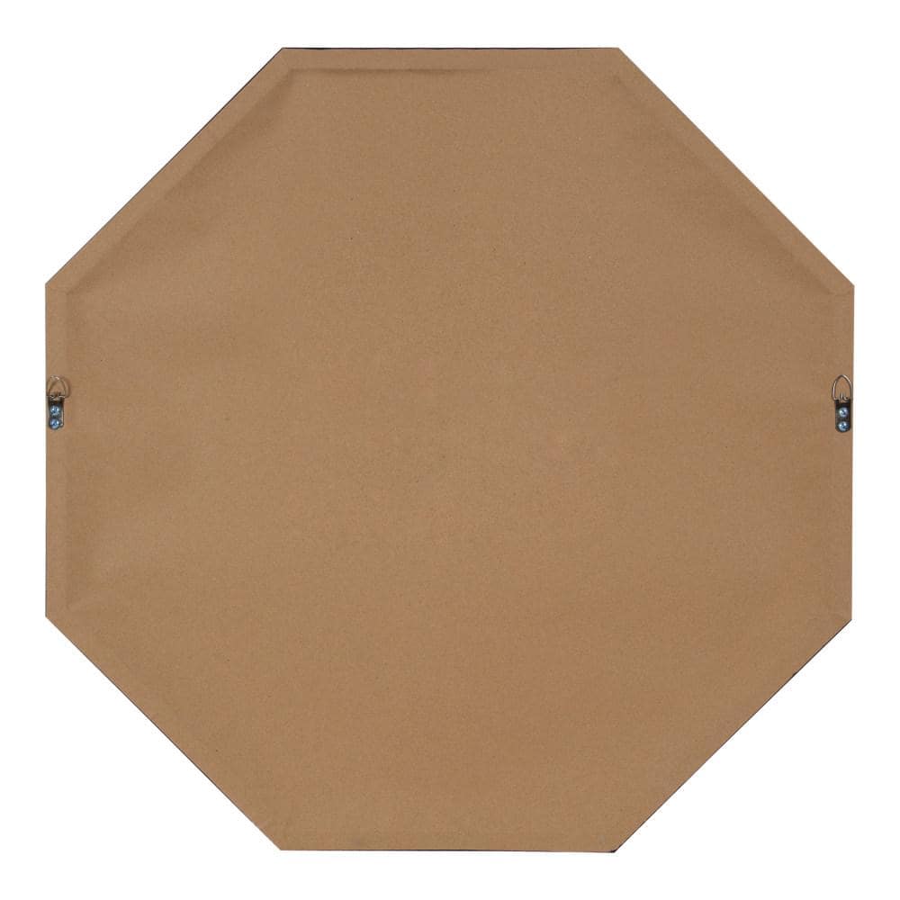 Rhodes Black Octagon Wall Mirror with Wood Frame