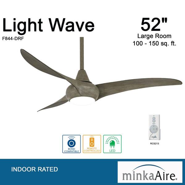 Minka Aire Light Wave 52 In Led Indoor, Minka Aire Light Kit Driftwood