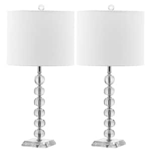 Victoria 25 in. Clear Crystal Ball Table Lamp with Off-White Shade (Set of 2)