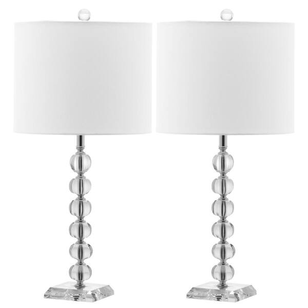 SAFAVIEH Victoria 25 in. Clear Crystal Ball Table Lamp with Off-White Shade (Set of 2)
