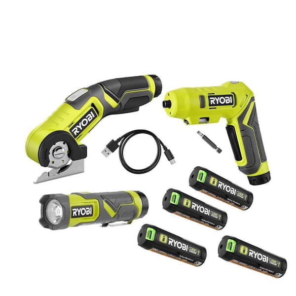 USB Lithium 3-Tool Combo Kit w/ Flashlight, Screwdriver, Cutter, (2) Batteries, Charger & USB Lithium 3Ah Battery (2Pk)