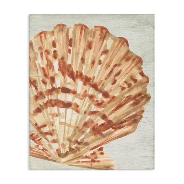 Tan and Beige Clam by June Erica Vess Unframed Coastal Graphic Art Print 48 in. x 36 in.