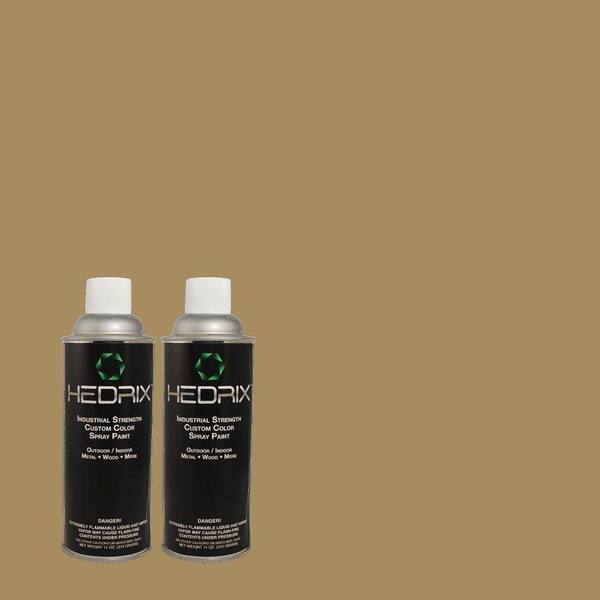 Hedrix 11 oz. Match of 3A5-5 Olivesheen Semi-Gloss Custom Spray Paint (2-Pack)