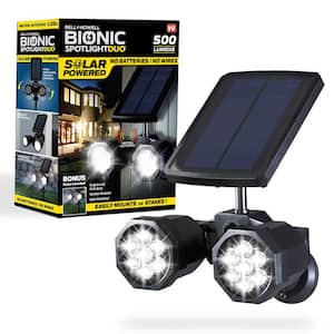 Solar Powered Motion Activated Integrated LED Black Outdoor Bionic Spotlight Duo Area Light