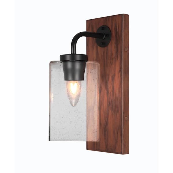 Unbranded Kirby 1-Light Matte Black and Painted Wood-look Metal Wall Sconce