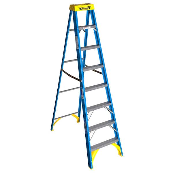 Werner 8 ft. Fiberglass Step Ladder with Yellow Top 250 lbs. Load Capacity Type I Duty Rating