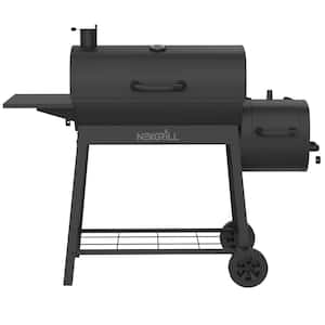 Oakford Outpost 29-Offset Smoker Charcoal Grill in Black
