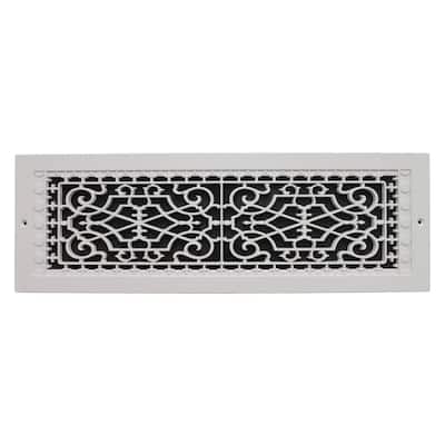 Victorian Wall Mount 22 in. x 6 in. Opening, 8 in. x 24 in. Overall Size, Polymer Decorative Return Air Grille, White