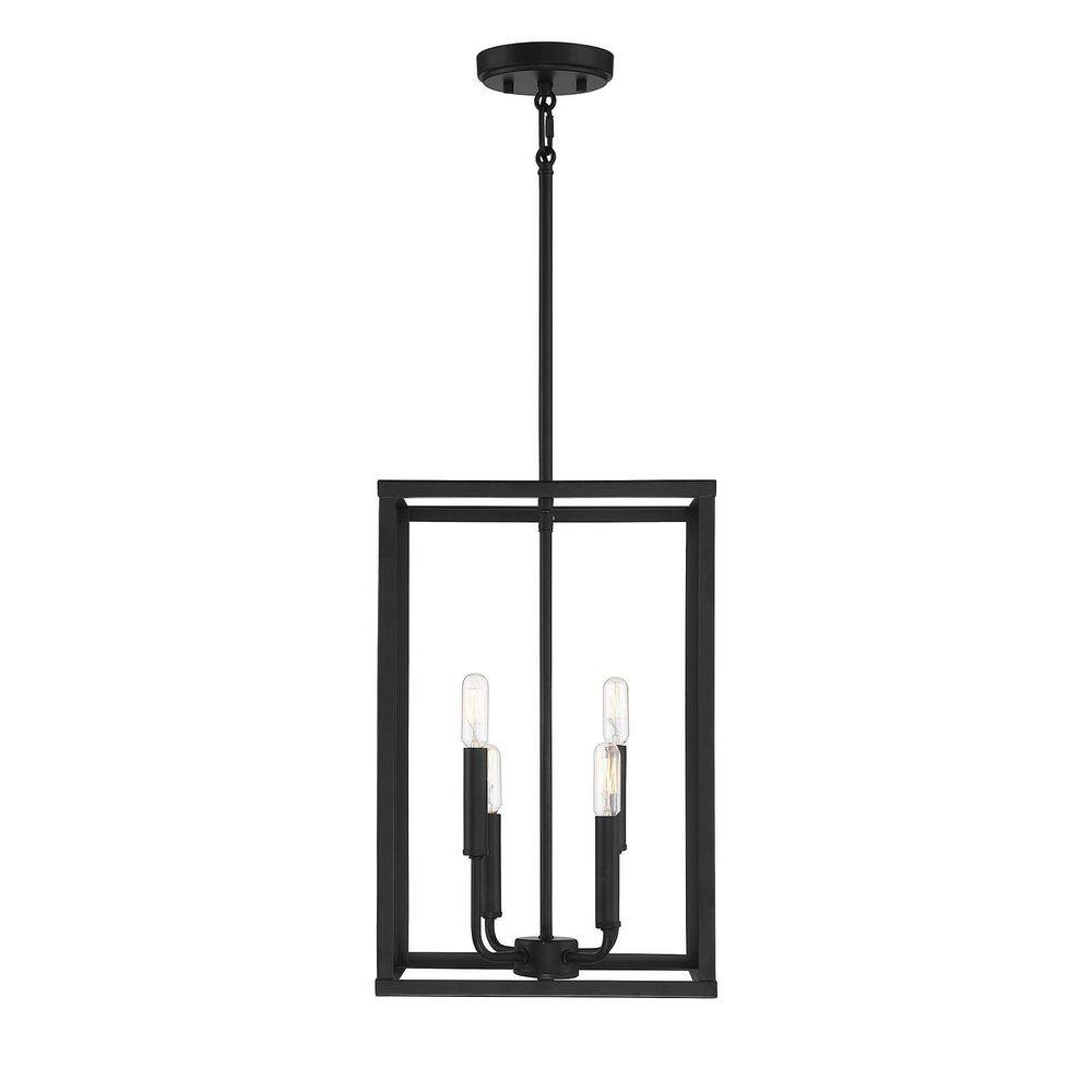 Geometric Matte Black 4-Light LED Compatible Pendant