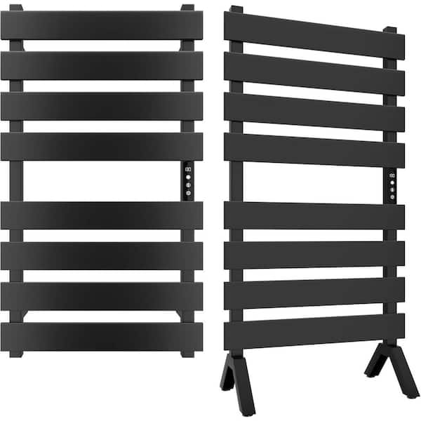 Stainless Steel 8 Bars Freestanding Heated Towel Racks for Bathroom, Towel Dryer, Matte Black, Plug or hard wire LD1104