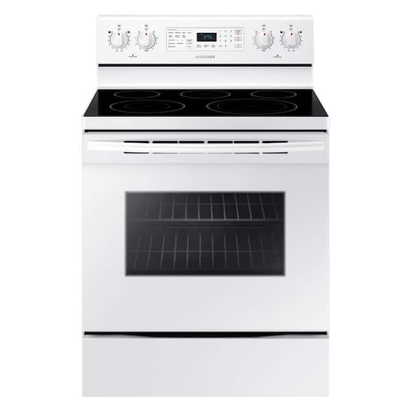 Samsung 30 in. 5.9 cu. ft. Single Oven Electric Range with Self-Cleaning and Convection Oven in White
