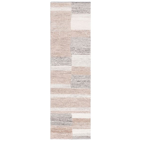 Casablanca 2 ft. x 8 ft. Natural/Ivory Geometric Striped Runner Rug