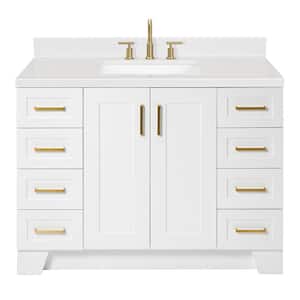 Taylor 48.25 in. W x 22 in. D x 36 in. H Single Sink Freestanding Bath Vanity in White with Carrara Quartz Top