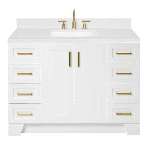 Taylor 48 in. W x 22 in. D x 36 in. H Single Sink Freestanding Bath Vanity in White with Carrara Quartz Top