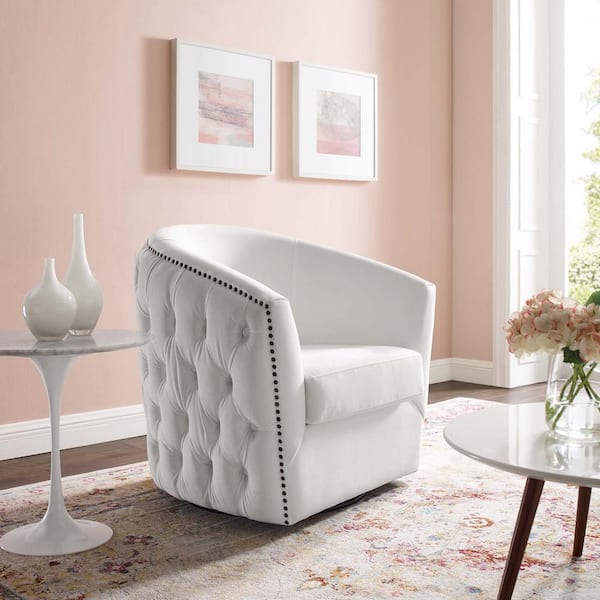 Modway Rogue White Swivel Performance, White Swivel Chairs For Living Room