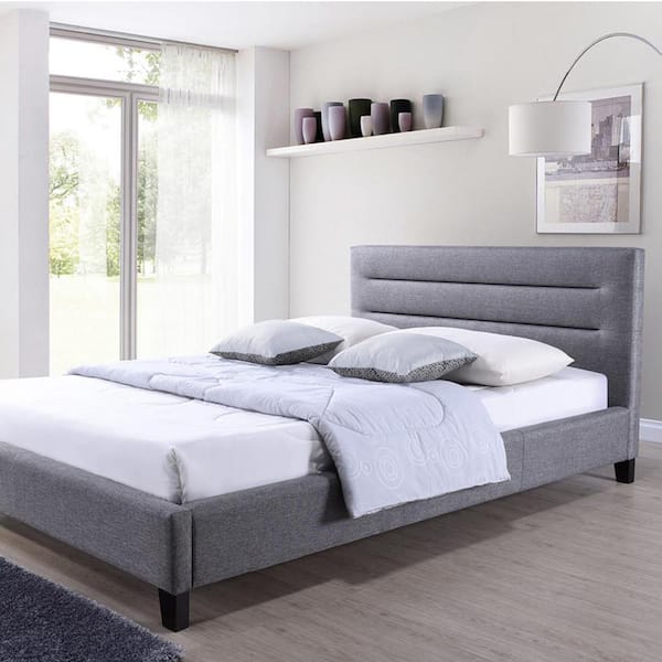 Baxton Studio Hillary Gray King Upholstered Bed