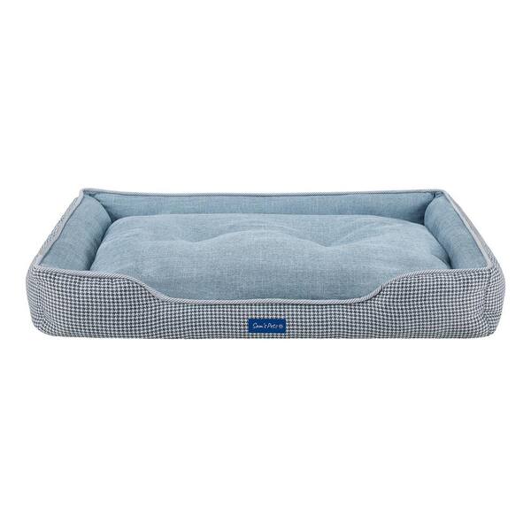 Sam's Pets Arlo Large Blue Plaid Dog Bed