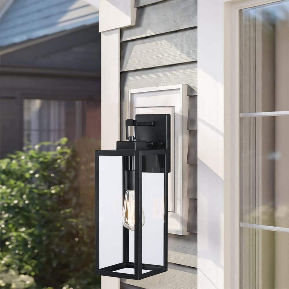 17.62''H Outdoor Light Fixtures Matte Black Large Porch Light for House, Porch, Garage Dusk to Dawn 2-Pack