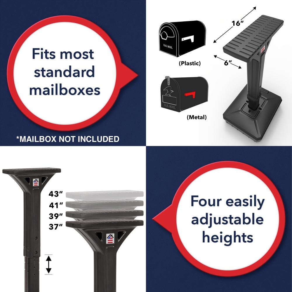 Black Heavy Duty Dig-Free Universal Mailbox Post