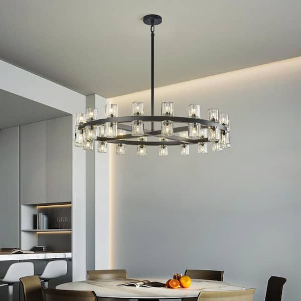 シャンデリア　カリフォルニア　バーニング　24V ZHLWIN Home Light 24 Lights Gold Wagon Wheel Chandelier with Round