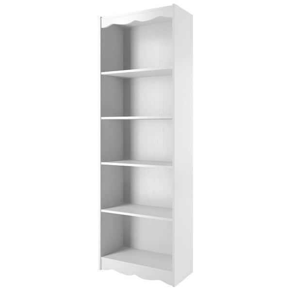 Vineego Wood Bookcase Tall Book Shelves 5 Display storage Organization  Furniture for Living Room,Ivory White