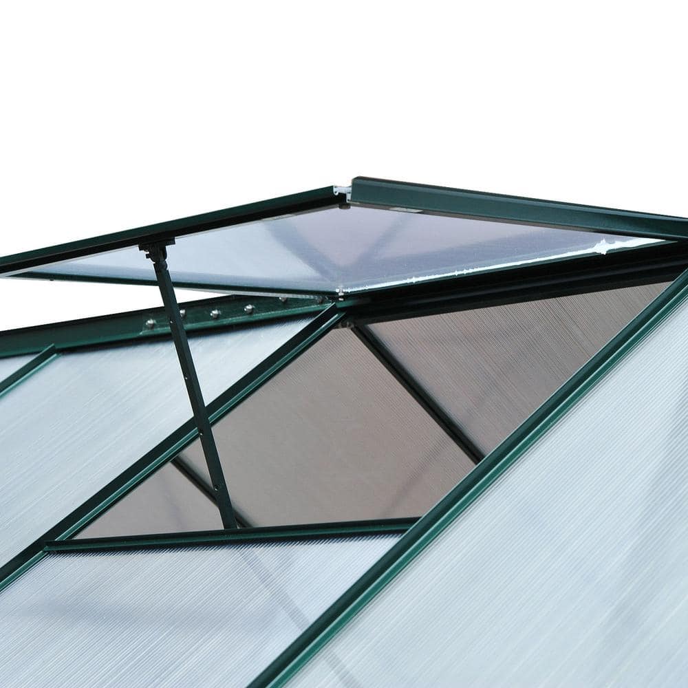 Dark Green Polycarbonate Walk-In Greenhouse with Aluminum Frame