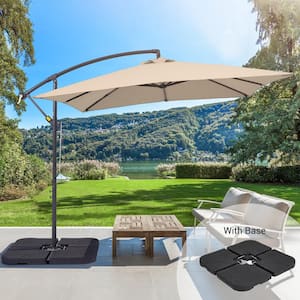8.2 ft. x 8.2 ft. Square Offset Cantilever Patio Umbrella with a Base in Sand