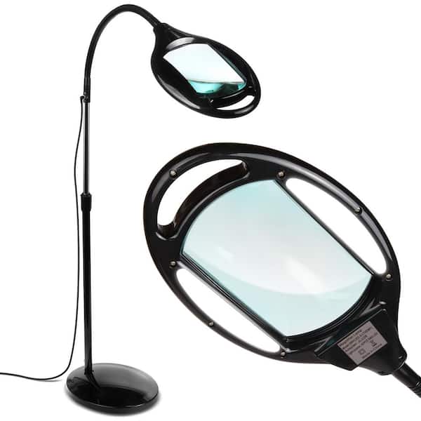 Brightech LightView Pro 44 in. Black Magnifying LED Floor Lamp with 5 Diopter