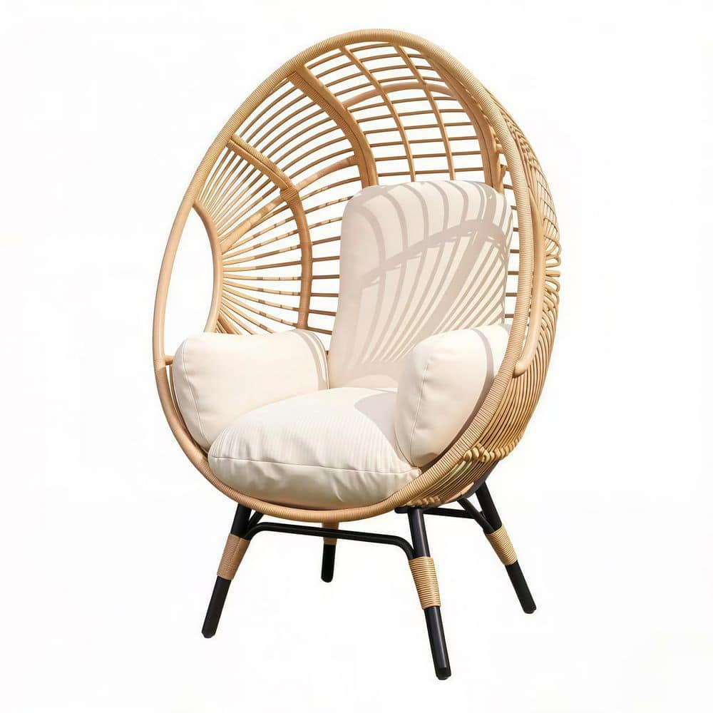 Egg Chair/Spherical Chair with Black Color Rattan Beige Cushion price history on PriceWatchPro