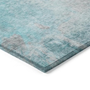 Teal 5 ft. x 8 ft. Woven Abstract Rectangle Indoor/Outdoor Area Rug