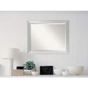 Medium Rectangle Brushed Silver Contemporary Mirror (26 in. H x 32 in. W)