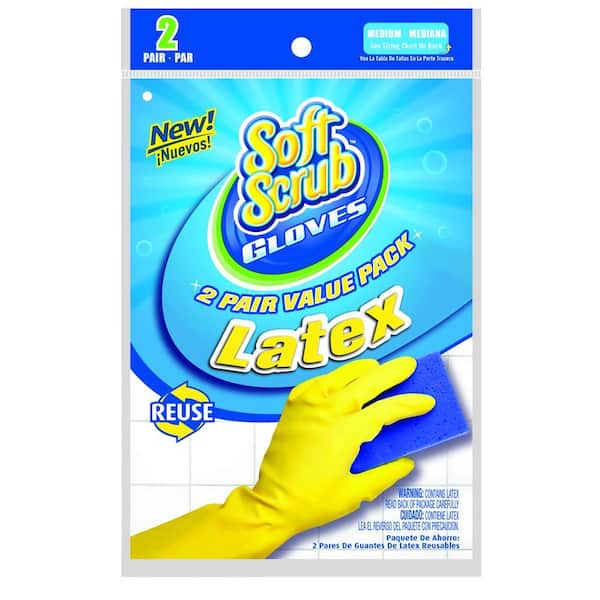 Soft Scrub Premium Latex Cleaning Gloves, Medium (2-Pair)