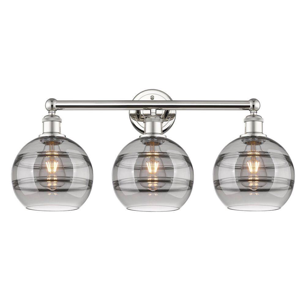 Rochester 26 in. 3-Light Polished Nickel Vanity Light with Glass Shade price history on PriceWatchPro