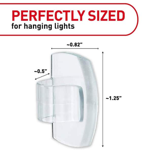 Outdoor Light Clips, Clear, Damage Free Decorating, 16 Clips and 20 Command Strips