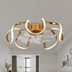 20 in. LED Indoor Gold Reversible Ceiling Fan with Dimmable Light and Remote Flower Design
