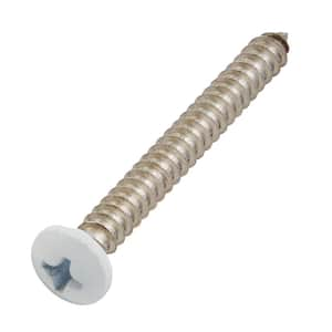 #8 x 1-1/2 in. White Stainless Steel Phillips Pan Head Standard Sheet Metal Screw (10-Pack)