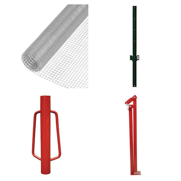 1/4 in. Mesh Hardware Cloth, 3 ft. U-Post, Post Driver, T-Post Puller Combo