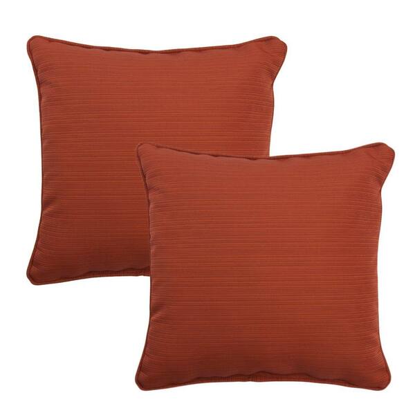 Hampton Bay 15 in. x 15 in. Quarry Red Outdoor Throw Pillow (2-Pack)