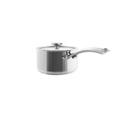 3.Clad Tri-Ply 2.5 qt. Stainless Steel Sauce Pan in Polished Stainless Steel with Glass Lid