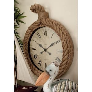 Beige Jute Analog Wall Clock with Rope Accents