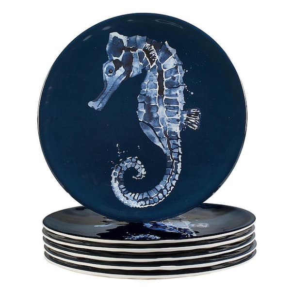 Sea Life 9 in. Multi-Colored Melamine Salad Plate (Set of 6)