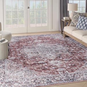 Machine Washable Series 1 Ivory Brick 9 ft. x 12 ft. Distressed Traditional Area Rug