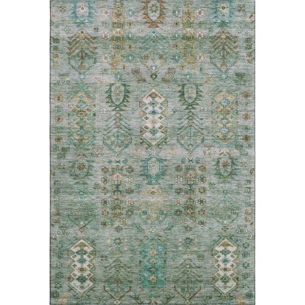 Mayfield Premium Machine Washable Abstract AMF2047 Sage 10 ft. x 14 ft. Area Rug