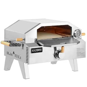 Propane Tank Comodo Outdoor Pizza Oven, 2-in-1 Portable Propane Fire Griller, and Pizza Maker, Stainless Steel,