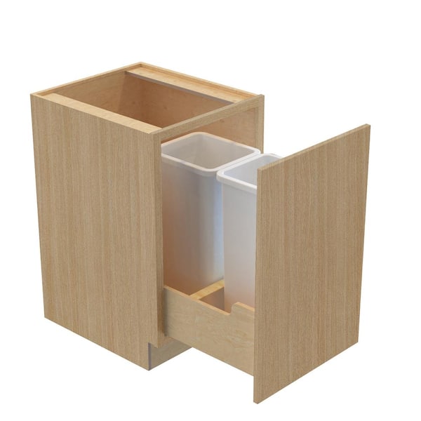 Home Decorators Collection Hargrove 18 in. W x 24 in. D x 34.5 in. H Assembled Plywood Trash Can Kitchen Cabinet in Vanguard Oak with Soft Close