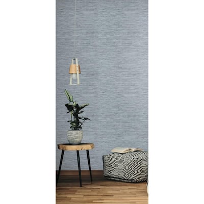 Grasscloth Blue and Grey Vinyl Peel and Stick Wallpaper Roll (Covers 28.18 sq. ft.)