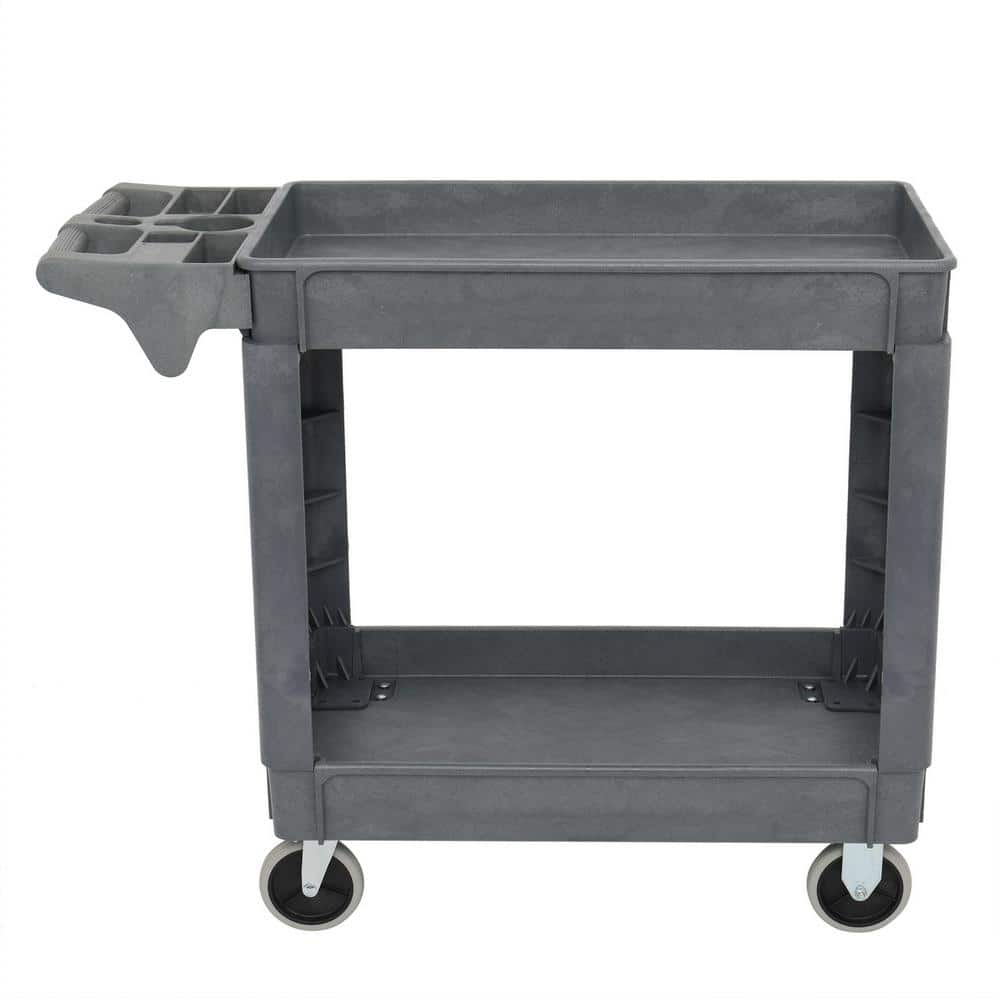 2-Shelf Heavy-Duty Plastic 4-Wheeled Tool Storage Utility Cart in Gray price history on PriceWatchPro