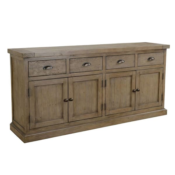Benjara Brown Wood Top 74 in. Sideboard with 4 Drawers