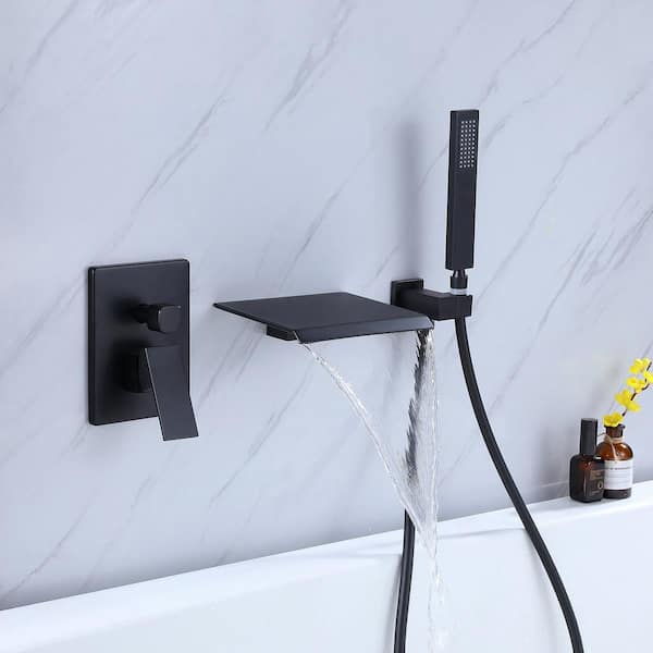 FORCLOVER Single-Handle Wall-Mount Roman Tub Faucet Waterfall Tub ...